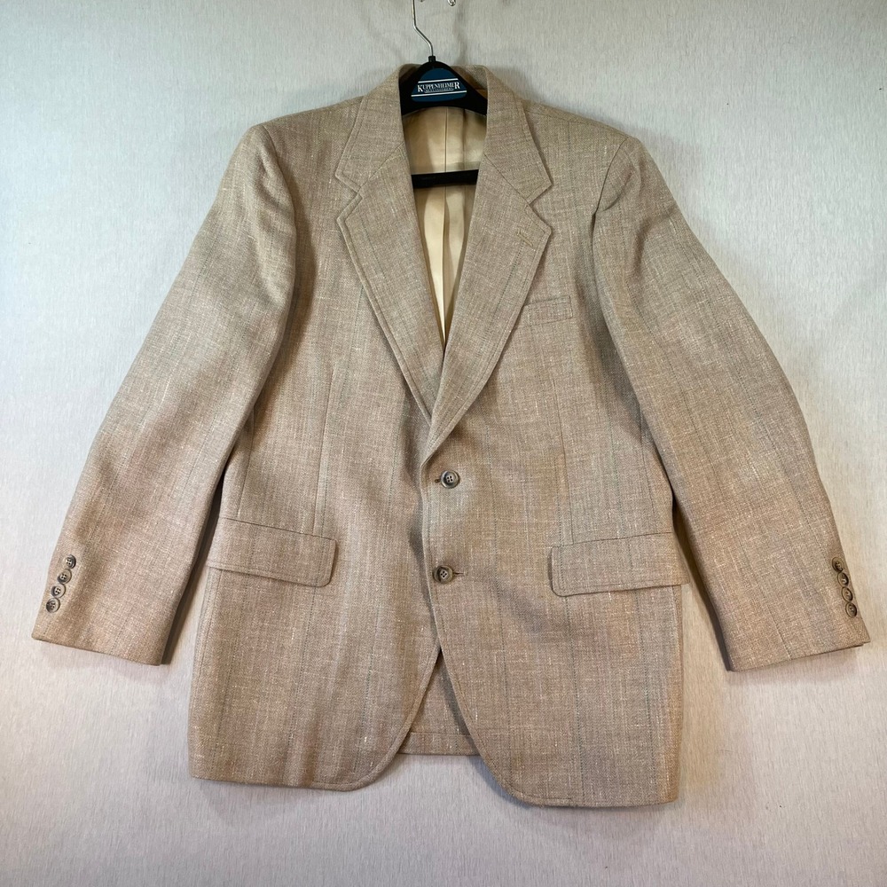 Vintage Kuppenheimer Mens 40 Blazer Tan Half Lined Lightweight Sport Coat USA